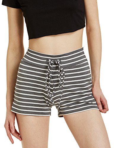 SweatyRocks Workout Yoga Shorts Pants Hot Shorts for Women Striped Grey Medium