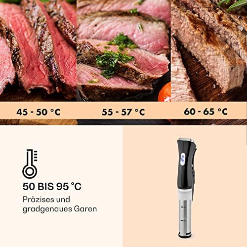 Bild 2 - Klarstein Quickstick- Sous-Vide Garer, Präzisionskochtopf, Schongarer, 1300 Watt, Timerfunktion, 3D Circulating, 0-95 °C, LCD Touch-Display, wasserdicht, bis 20 Liter, schwarz