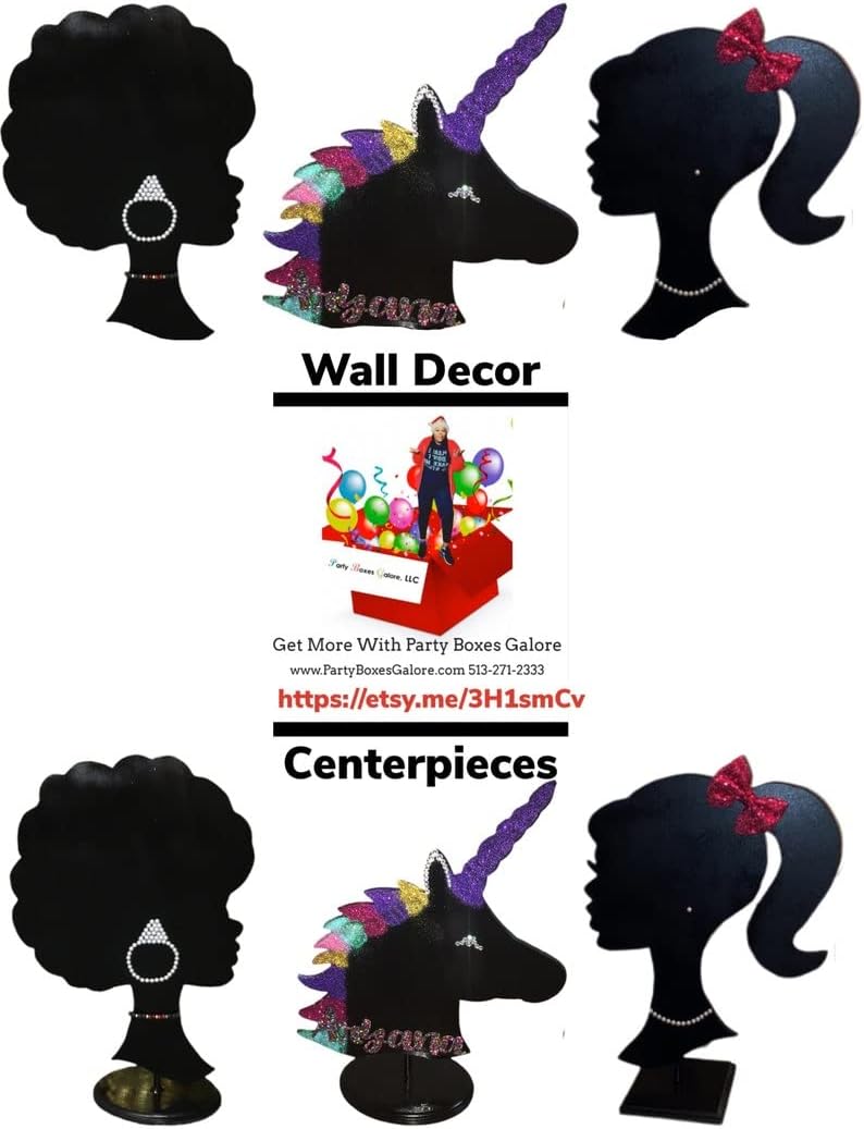Vintage Girl Silhouette Centerpieces & Wall Decor (Silver Bow, Vintage Girl Wall Decor)