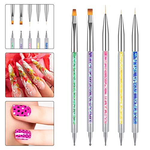 KroY PecoeD 5 Stück Nail Pinsel Set, Nagel Art Liner Pinsel, Nageldesign Pinsel Nail Art Dotting Tools Nail art Pinsel… – Bild 4