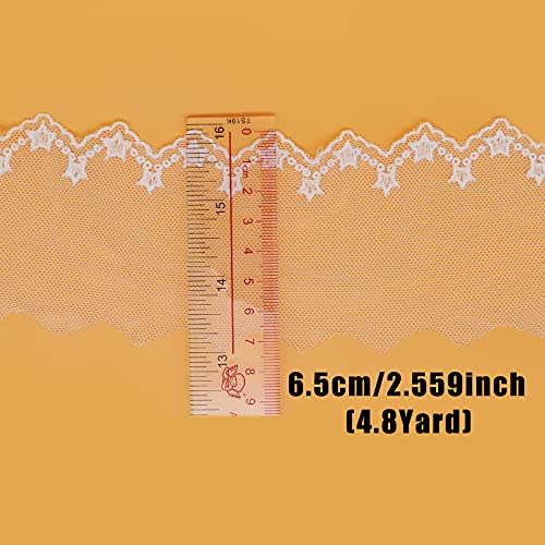 4.8 Yards White Star Embroidered Applique Polyester Mesh Lace Width Edge Trim For Diy Curtain Tablecloth Bridal Clothing Accessories #TOP1