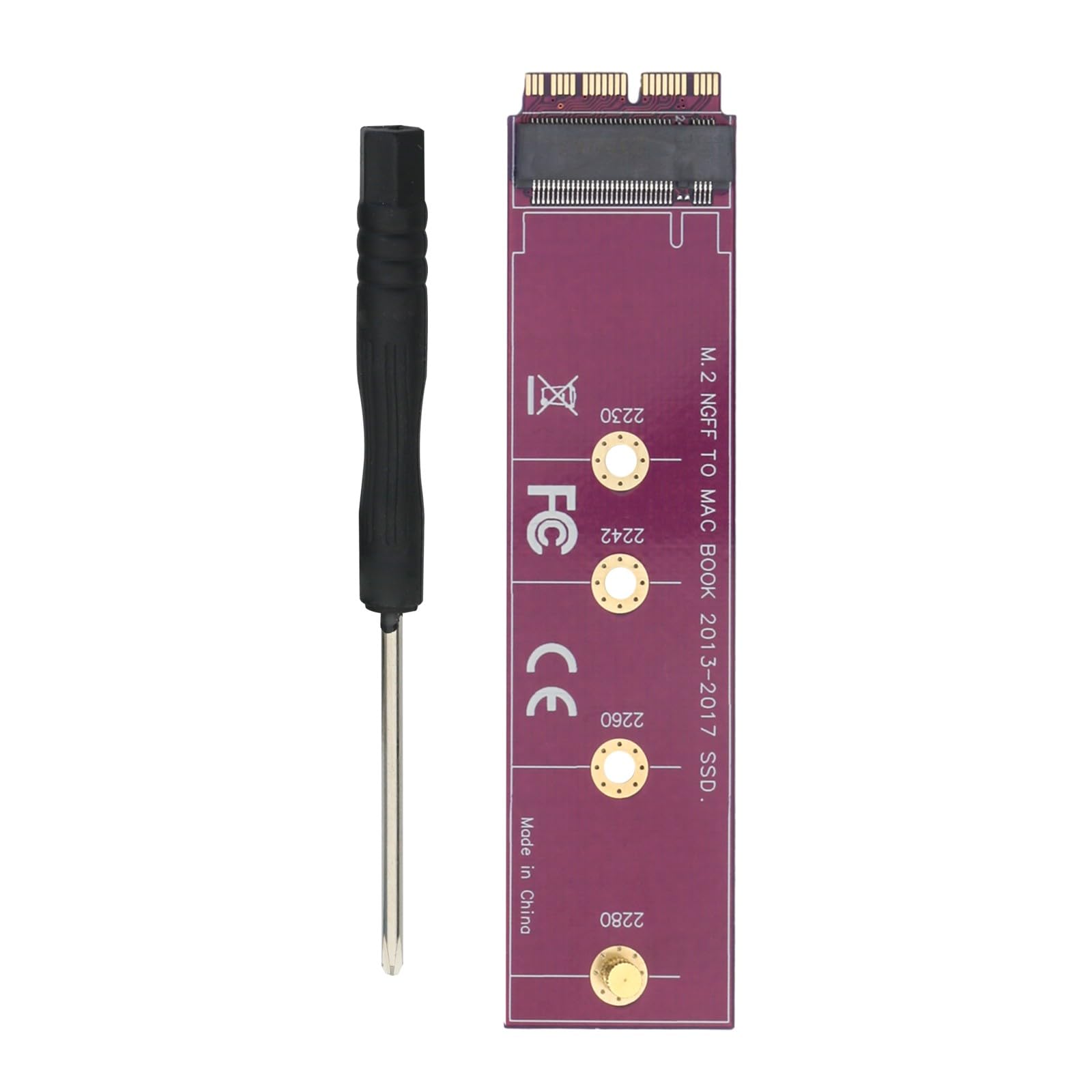 suckoo for MacBook Air Pro 2013-2017 A1465 A1466 A1398 A1502 12+16Pin to NVME M-Key M.2 PCI-E 4.0 3.0 SSD Hard Drive 2230 2242 2260 2280 Adapter Expansion Board Upgrade Converter Purple