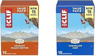 CLIF BAR - Crunchy Peanut Butter + Chocolate Chip - Made with Organic Oats - 11g Protein - Non-GMO - Plant Based - Energy Bars - 2.4 oz. (30 Count)