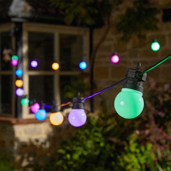 Garden Mile 31ft Connectable Multicoloured LED Festoon String Lights - Mains Powered Waterproof Outdoor Fairy Lights with Timer Function - Automatic Garden Lighting for Indoor & Outdoor Decorations โ image 1