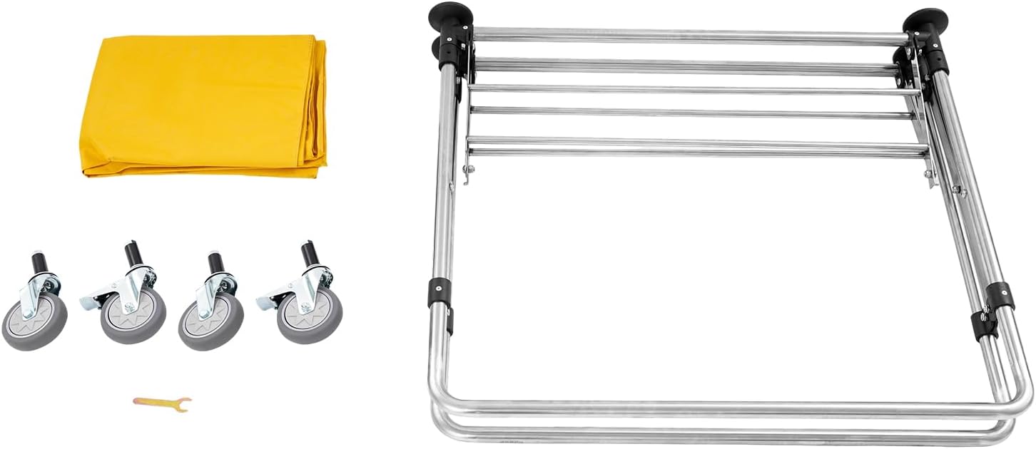 Commercial Laundry Cart with Wheels, 220lbs Capacity Heavy Duty Rolling Laundry Basket, Commercial Collapsible Laundry Hamper with Wheels for Hotels, Apartments, Warehouses(Yellow)