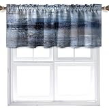 Blue Grey Kitchen Valances for Windows Blue Abstract Art Half Kitchen Valance Curtains Modern Window
