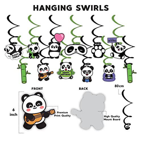 Image of FestikoCute Cartoon Panda Birthday Party Supplies,Children Party Decoration,Girl Birthday Party Decoration Swirls (12 Pcs)