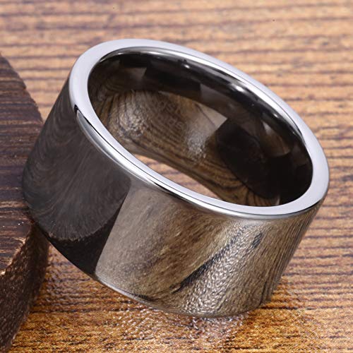 Fashion Month Mens 12mm Wide Band Silver Classic Tungsten Carbide Ring Wedding Engagement High Polished Flat Top Size 9.5 by Fashion Month - Used condition - Image 3