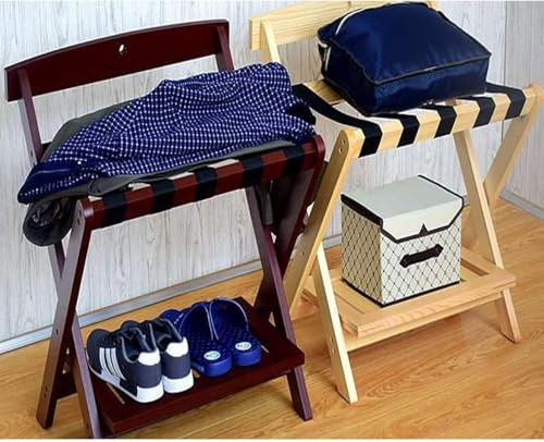 Porte-bagages de chambre pliable noir avec dossier incliné et range-chaussures bas - 4