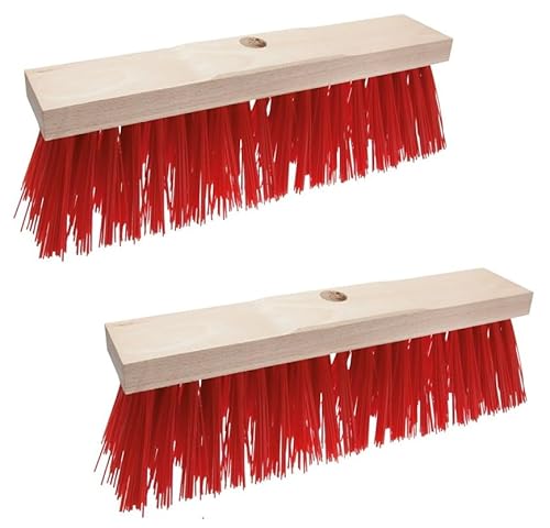 Escoba de calle (2 unidades, 400 mm de ancho, con agujero de mango de 24 mm de diámetro, para suciedad gruesa)