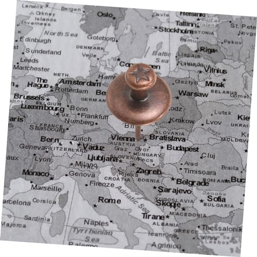 Image of DOITOOL 20pcs Zinc Alloy Star Push Pins Decorative Picture Hanging Hardware Wall Pin for Hanging Pictures Heavy Duty Picture Hangers Red Bronze