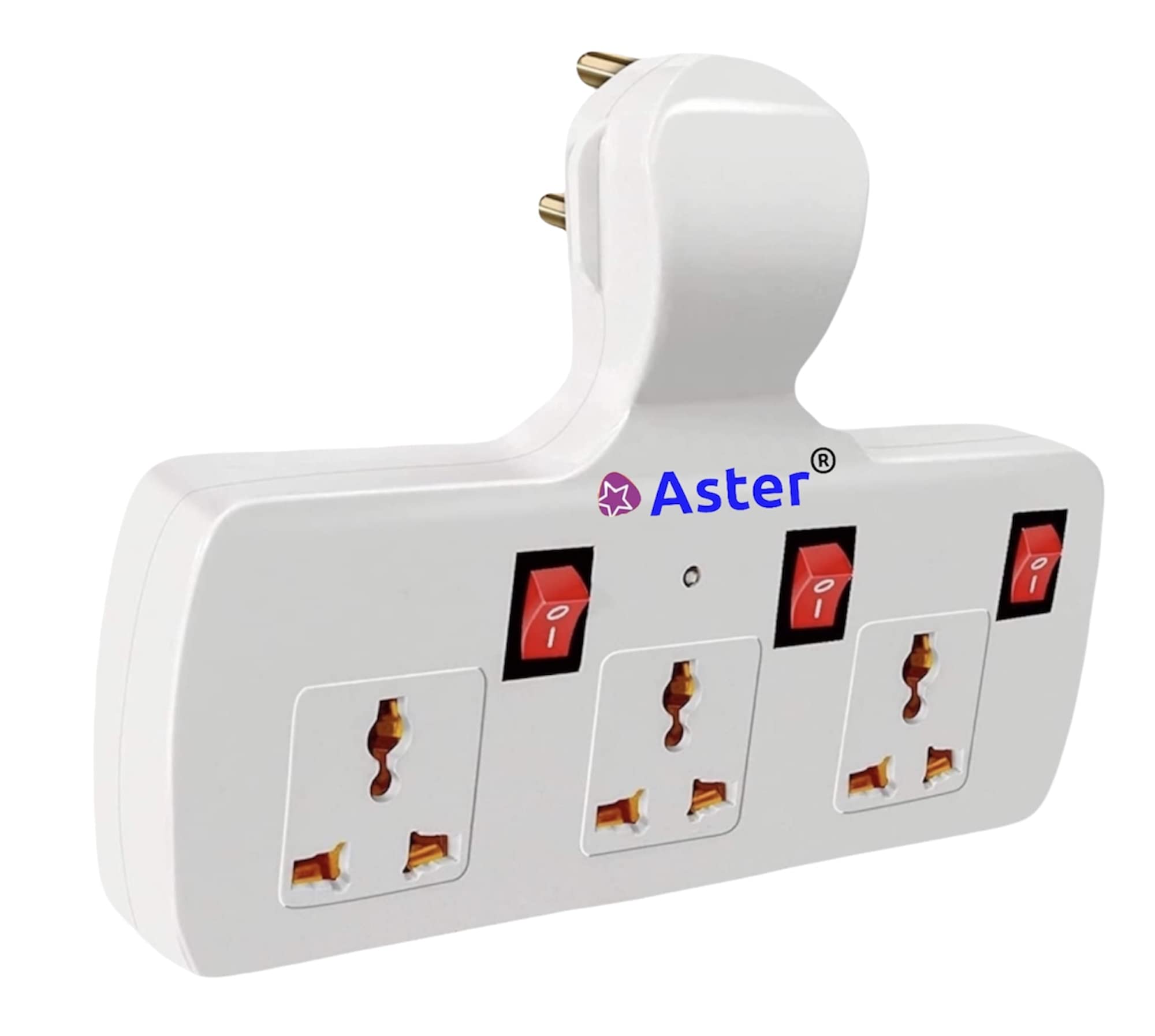 Aster Three Pin Multi Plug Point Cordless Wall Socket Multi ...
