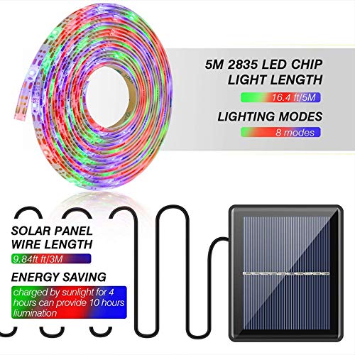 KISUFU Outdoor Solar LED Strip Light, 30 LEDs/m Warm White String, Solar Powered Flexible Waterproof Rope for Garden Porch - Image 2
