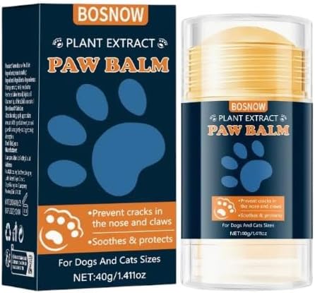 BOSNOW Plant Extract Pet Paw Balm – 40g Moisturizing Balm for Dogs & Cats, Plant-Based with Shea Butter & Coconut Oil, Relieves Dry, Cracked Paws & Nose