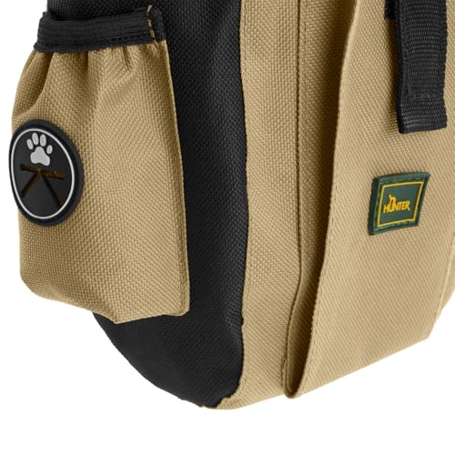 HUNTER Bugrino profi Gürteltasche, Futterbeutel, Leckerlitasche, für Training und Ausbildung, 22 x 18,5 cm, schwarz/beige