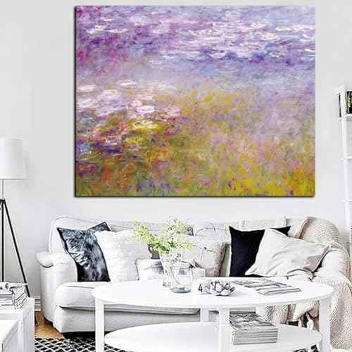 Peinture sur Toile Lotus Monet : Créez une Ambiance Apaisante dans Votre Salon