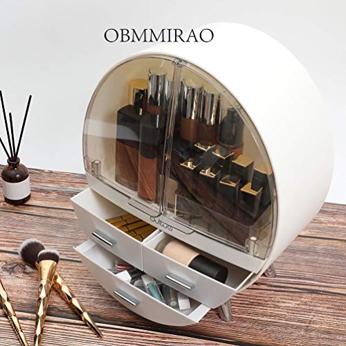 Image of Elegant Dustproof Makeup Storage Organizer Box, Waterproof Medium Cosmetics Organizer Storage with Drawers Skincare Cosmetic Display Cases for Countertop Bathroom Dresser Dedroom