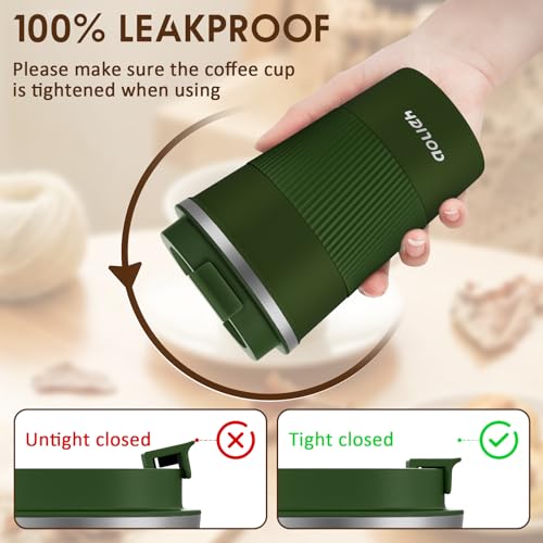Image of Travel Mug,MOMSIV Insulated Coffee Cup,Double Walled Travel Mug Vacuum Insulation Stainless Steel with Leakproof Lid Eco-Friendly Reusable Cup for Coffee,Tea and Beer