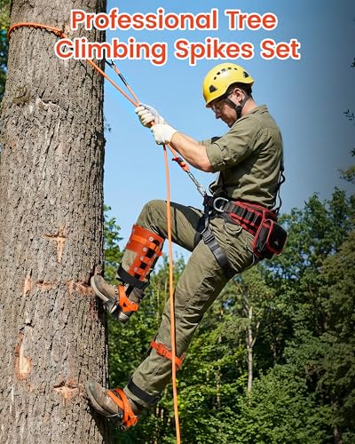 Xeoca Tree Climbing Spikes Set, 350lbs Load Capacity,1 Pair Climbing Spurs, Tree Climbing Gear with Straps and Spike Protectors, Arborist Equipment for Climbers, Hunting, Lumberjack - Thumbnail 3