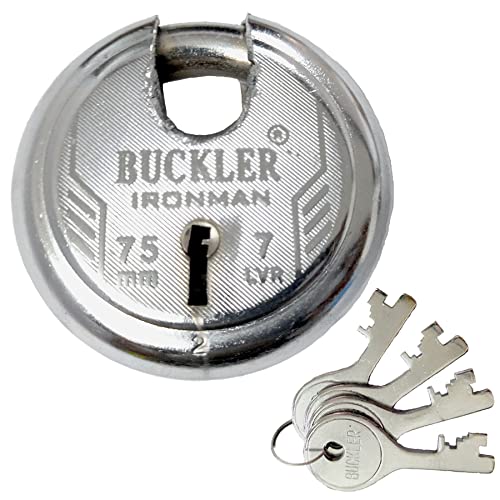 BUCKLERStainless Steel Shutter Lock for Main Gate, Door Lock, Shop Shutter, Trucks High-Security with Weather-Resistant Design, 90MM-14 Pin Lock (77MM-Ironman)
