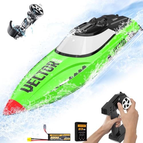 VOLANTEXRC Brushless Remote Control Boat VectorSR65B, 2.4Ghz 37MPH 25.6" High Speed Racing RC Boat with Self-righting&Reverse Feature, RTR Version for Adults Green