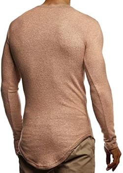 Pull Homme Col En V Leif Nelson LN8117 - Coupe Ajustée, Manches Longues, Couleur Beige, Taille XXL
