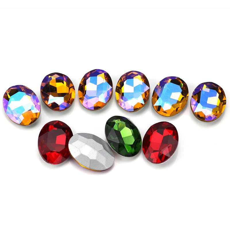 Wasser für Schmucksteine, AB Oval Glas Strass Nicht Hotfix Kleber Auf Acryl Multicolor Mehrere Größen Pack DIY(Sapphire45,8x10mm 50pcs)