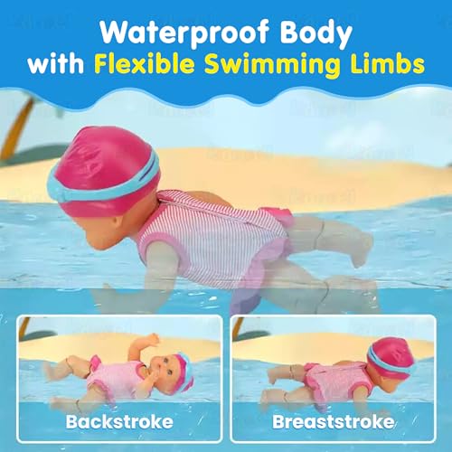 Image of Kidology Electric Waterproof Swimming Doll | Backstroke Water Baby Toy for Pool & Bathtub | Cute Automatic Swimmer Doll | Battery Operated Floating Baby Toy for Kids & Toddlers