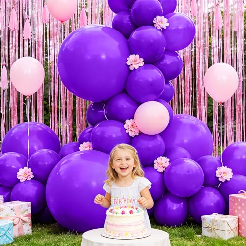 Image of 32Pcs Purple Big Balloons 18 Inch, Round Large Latex Party Balloons for Birthday Wedding Decorations. (purple)