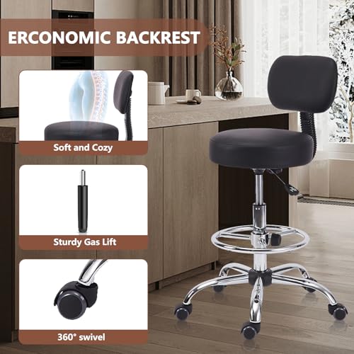 Klasika PACO-DFT Drafting Swivel Chair With Back Support And Adjustable Footrest Rolling Stool, Multi-Purpose Office Desk Chair thumb #4