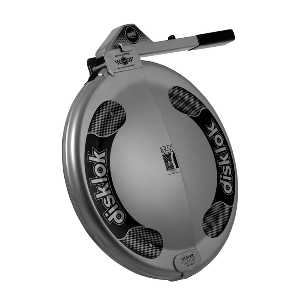 Disklok Lenkradsperre 'Gold Edition' - Größe Medium - 39-44cm - Silber - SCM geprüft Universelle Diebstahlsicherung Strapazierfähig Hohe Sichtbarkeit Abschreckende Wirkung für Auto PKW Kfz Wohnmobil