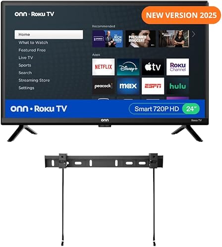 ONN 24-Inch Class HD 720p Smart TV + Free Wall Mount with Wi-Fi Connectivity and Mobile App | Flat Screen TV | Compatible with Home Kit | Alexa and