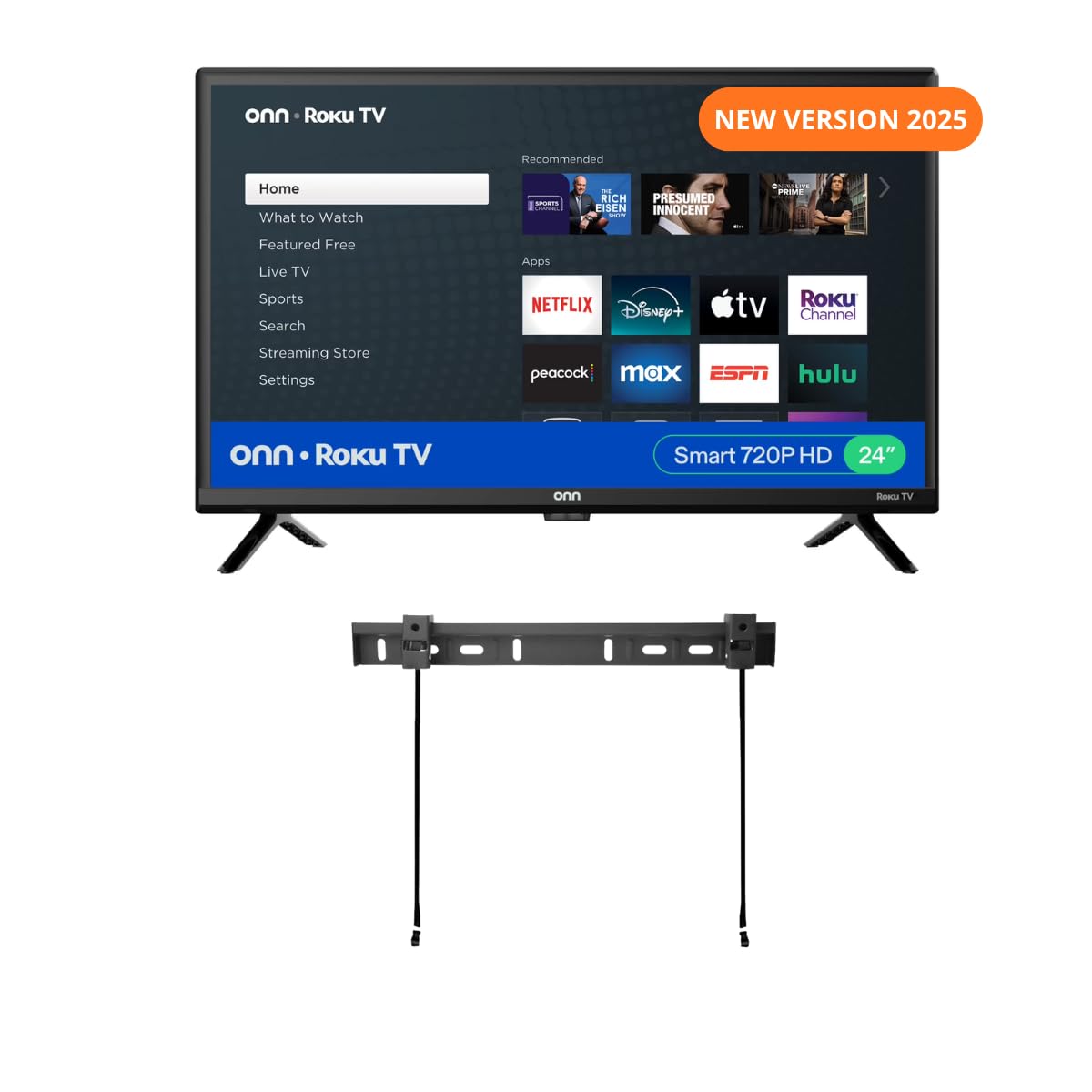 ONN 24-Inch Class HD 720p Smart TV Free Wall Mount with Wi-Fi Connectivity and Mobile App Flat Screen