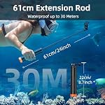 Etanche Selfie Stick Floating Hand Grip Floaing Tripod Stand Monopod extensible Compatible avec GoPro Héros 13/12/11/10/9/8/DJI OSMO Décision 5 Pro/4/3/Insta360 Ace Pro/Ace et la plupart des caméras d'action