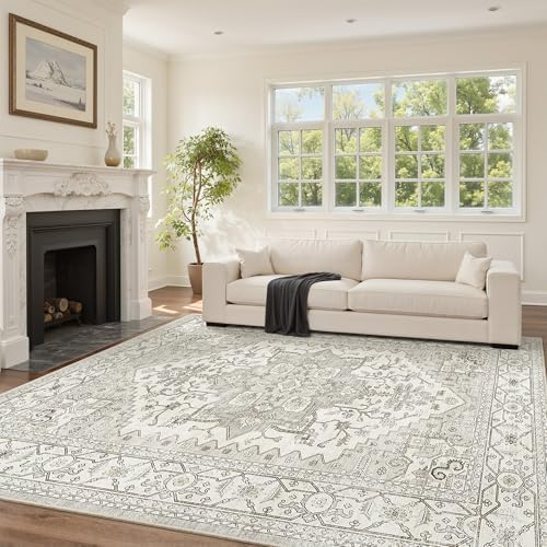 befbee Washable Area Rug 5x7, Area Rugs Stain Resistant Neutral W...