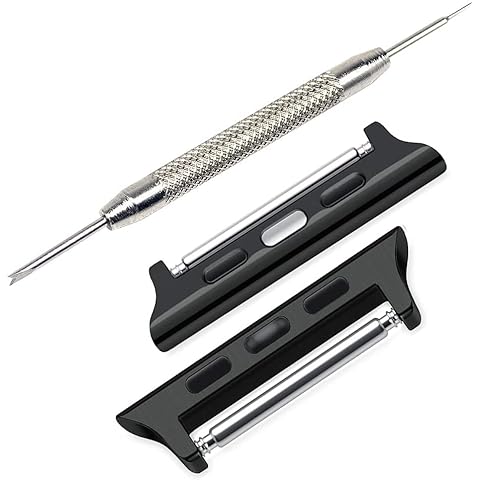 Vintage Time Watches | 20mm Watch Adapter Connector kit for 38 / 40 / 42 / 44mm Apple Smart Watch | + Tool and Pins (42/44mm, Black) Cover