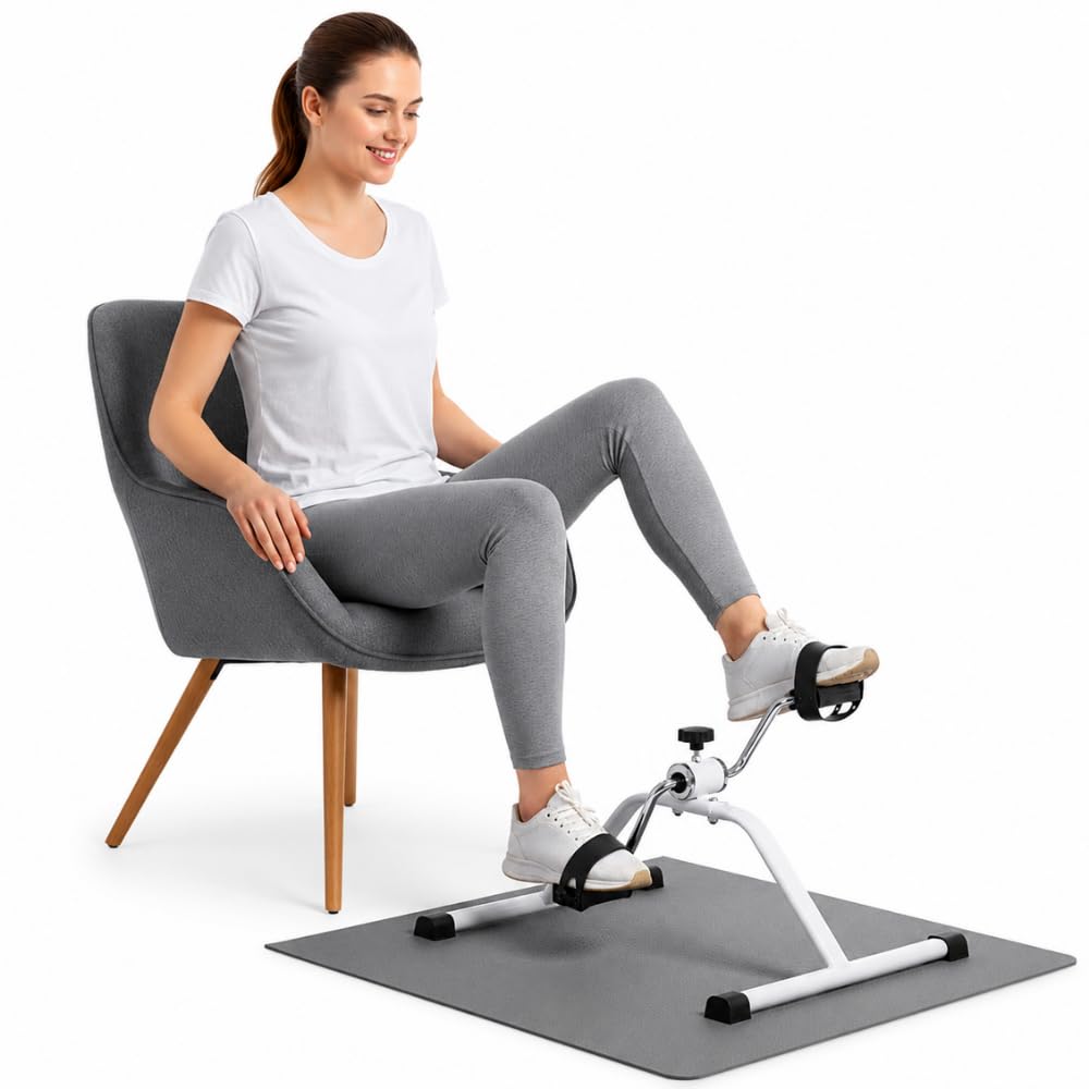 Drumstone Mini Exercise Bike, Under Desk Bike Pedal Exerciser for Home & Office, Portable Foot Cycle Arm & Leg Pedal Exercise Machine with Adjustable Resistance for Low Impact Workout-image-22
