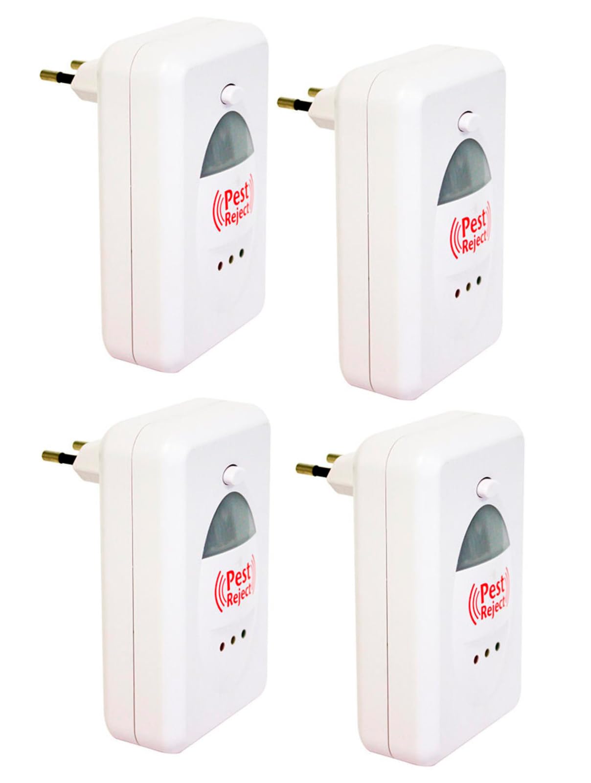 Pack de 4 Unidades Pest Repelente contra Insectos | 4 Ahuyentadores Ultrasónicos de Insectos | Repelente Insectos, Roedores, Mosquitos, Cucarachas mediante ultrasonidos | Cobertura hasta 200m²