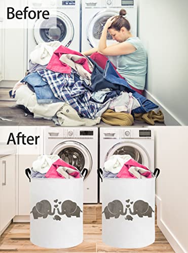 Image of ESSME Baby Laundry Basket,Elephant Hamper,Baby Hamper For Nursery for Kids, Elephant Nursery Decor,Gift Baskets,Home Organizer (Love Elephant)