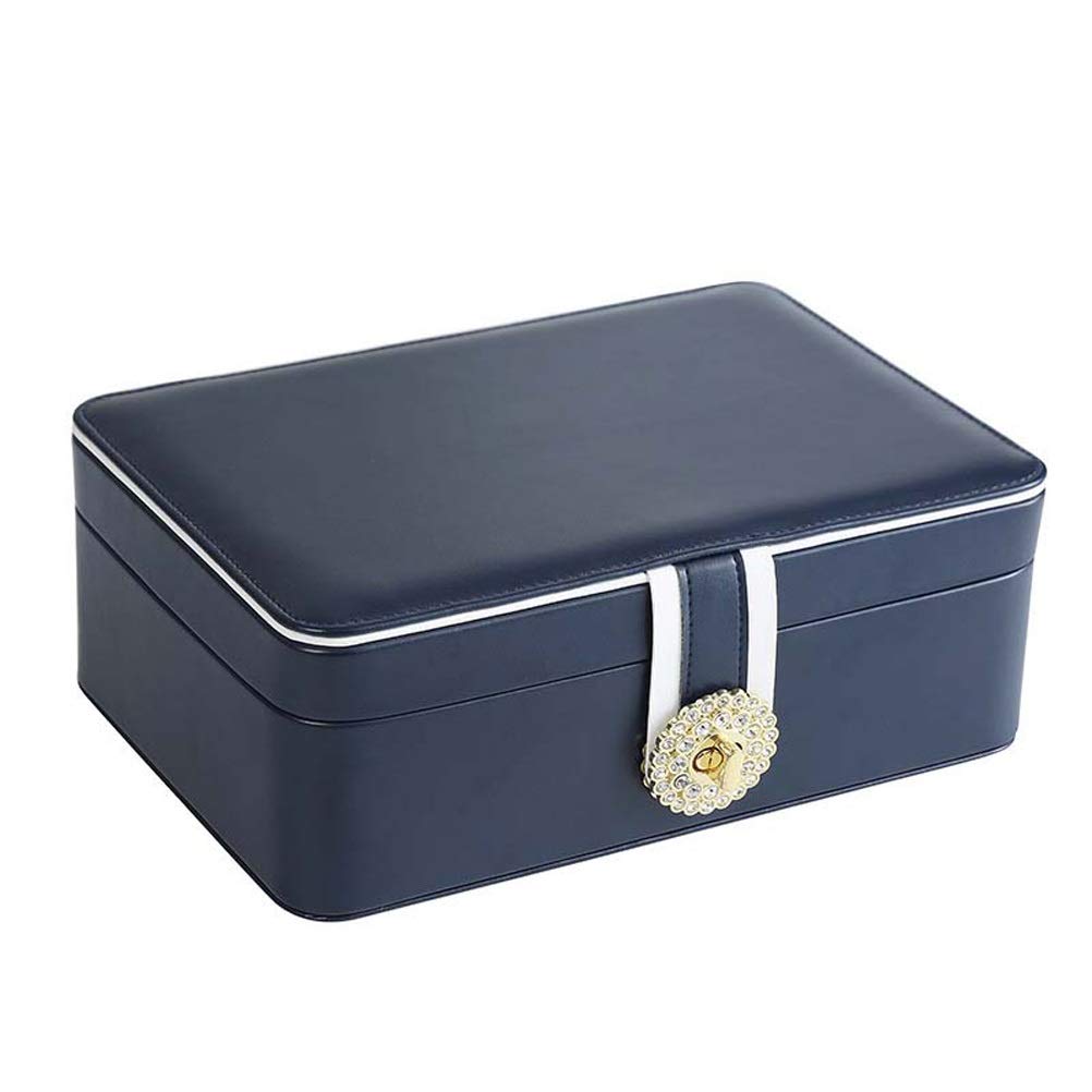 Portagioie a Doppio Strato Organizzatore Portatile Anello da Viaggio Orologio da Viaggio Custodia in Pelle per Orecchini Collana
