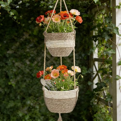 Double Layer Woven Hanging Planter Image