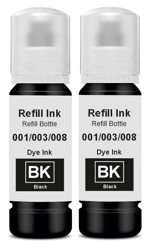 Image of KOSH 003 Refill Ink Compatible for Epson L3110, L3150, L3250, L3252 L3115, L3116, L3101, L3210, L3215, L3216, L3151, L3152, L3156, L5190 Printers (Black X 2)