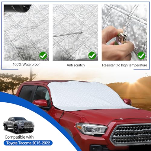 Image of Windshield Snow Cover Fit for Toyota Tacoma 2015-2022, Front Windshield Cover for Ice and Snow, Auto Extra Thick Windshield Ice Cover Protects Windshield from Rain, Sun, Frost