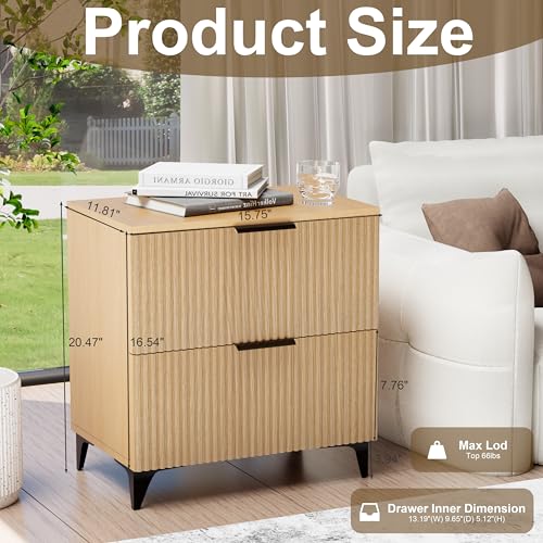 Chilihom HK08005WG1-009-0 Nightstand Set Of 2 With 2 Drawers Night Stand thumb #2