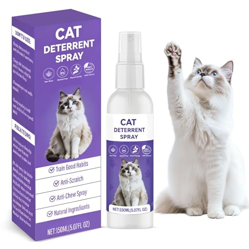 QHZ Bitter Apple Spray for Cats, Natural Bitter No Chew Training Spray for Cats & Dogs, Indoor & Outdoor Pet Deterrent to Stop Scratching, Chewing & Biting on Couch, Curtains, Plants, 150ml