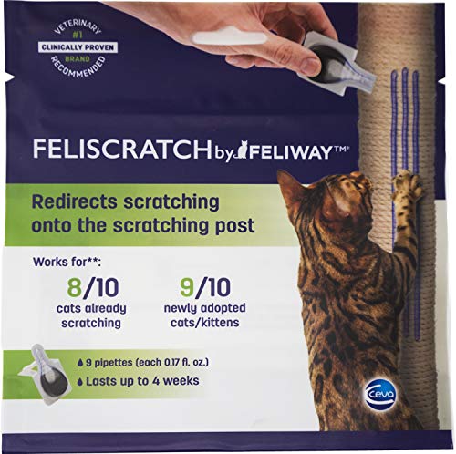 FELIWAY Feliscratch Cat Scratch Attractant for Scratching Post/Tree, Prevents Cat from Scratching Furniture (9 Pipettes), Original Version, One Size