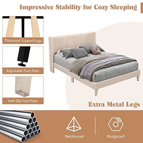 Giantex Upholstered Wingback Queen Platform Bed #TOP20