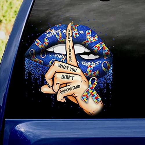 Image of Silent Autism Awareness Shh Sticker for Car Truck Window - Mom Decal, 3D Vinyl Die Cut Funny Accessories pct1