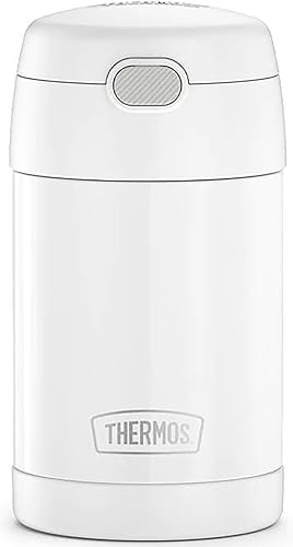 Thermos Tarro de alimentos de acero inoxidable aislado al vacío de 16 oz con cuchara - blanco