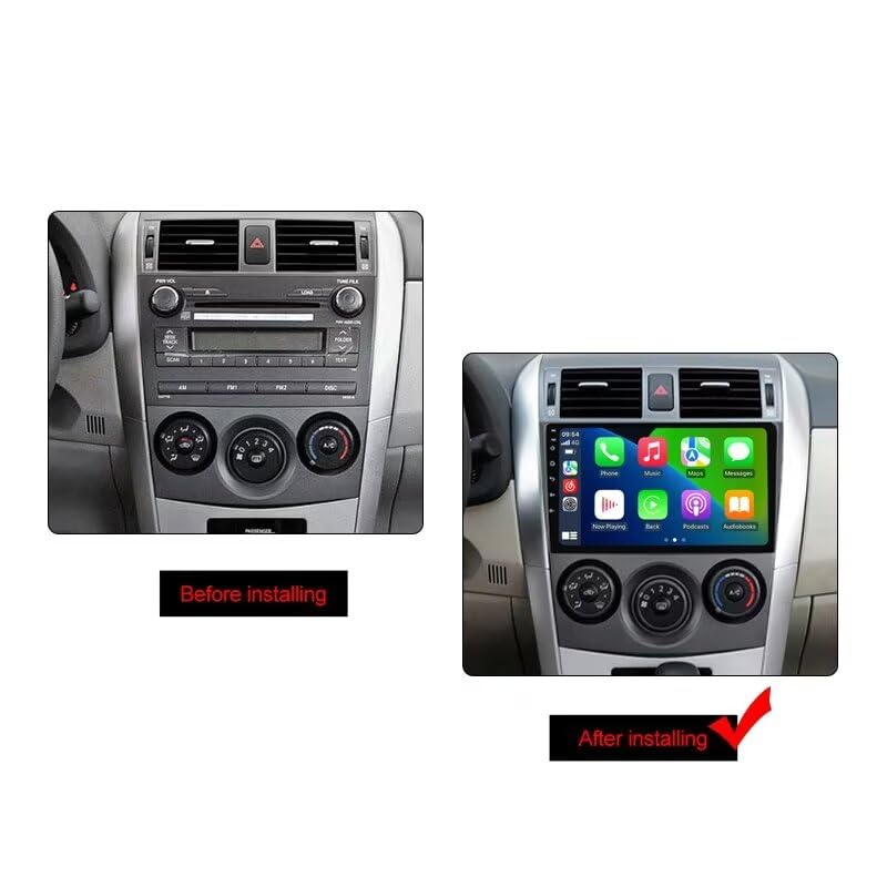 Android 13 Car Radio Stereo for Toyota Corolla 2009-2012, Biorunn 9 inch Octa Core GPS Navi Wireless Wired Car-Play Android Auto Head Unit IPS FM AM RDS DSP, 8GB RAM 256GB ROM